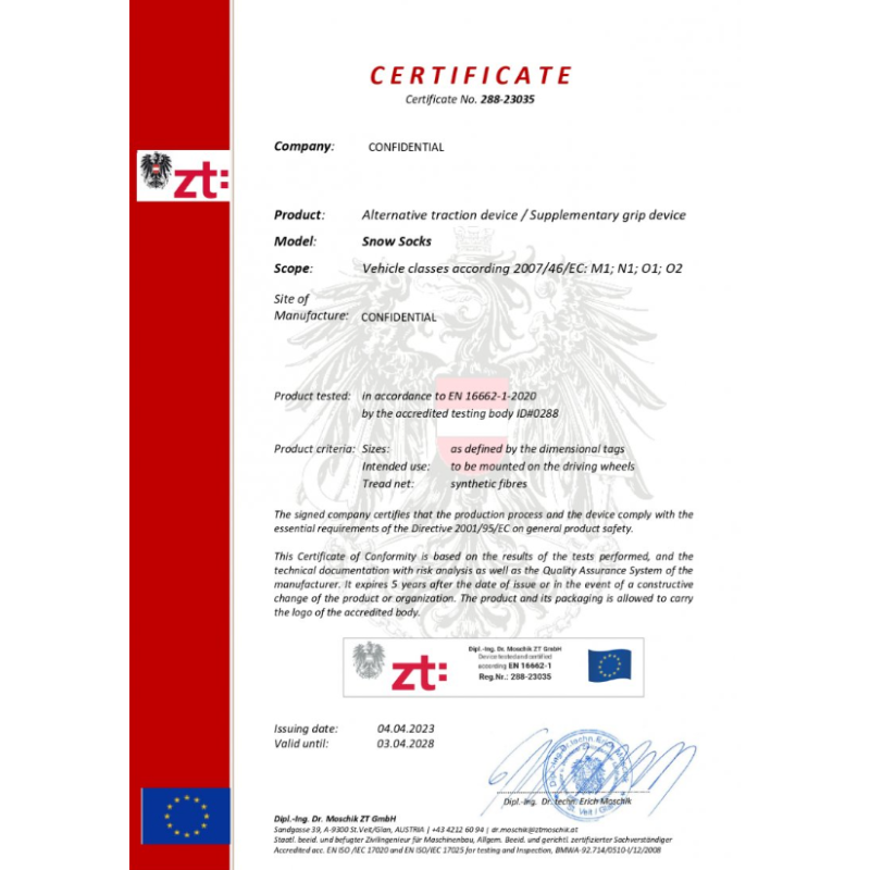 2pz. Calze da Neve Omologate Italia XXL