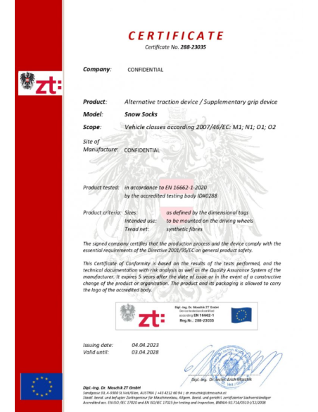 2pz. Calze da Neve Omologate Italia XXL