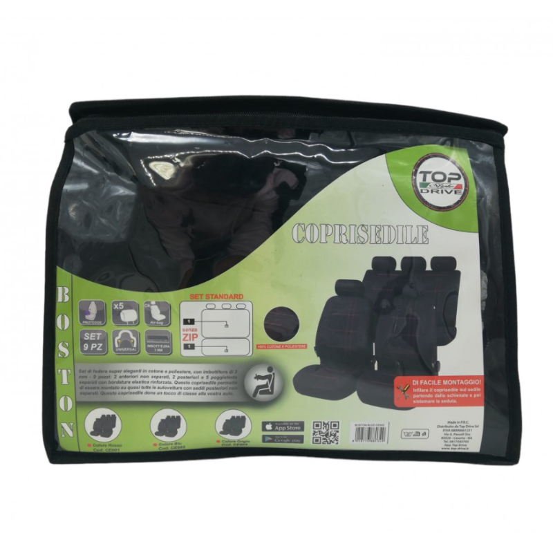 Set completo Coprisedile Boston Rosso