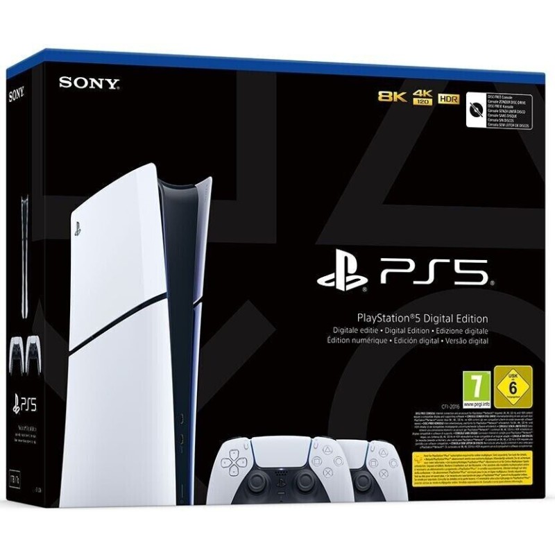 Console Sony PS5 Digital edition SLIM 1TB + 2 DUALSENSE PS5 ITALIA