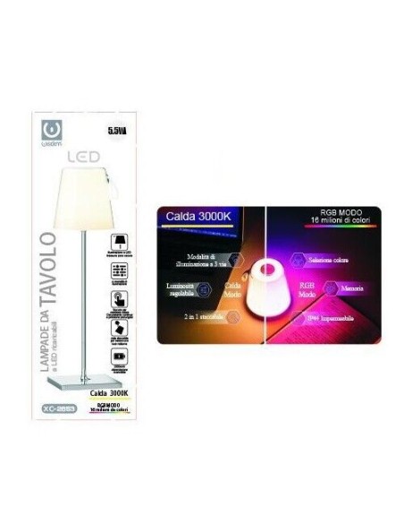 Lampada da Tavolo Touch RGB Multicolore Ricaricabile