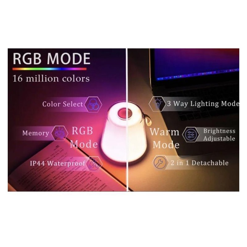 Lampada da Tavolo Touch RGB Multicolore...