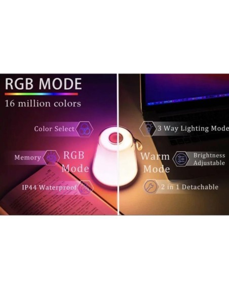 Lampada da Tavolo Touch RGB Multicolore Ricaricabile