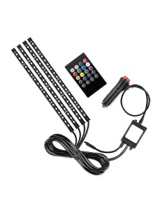 Striscia LED Interni Auto RGB 4 Strip Luminose Adesive 72... 2
