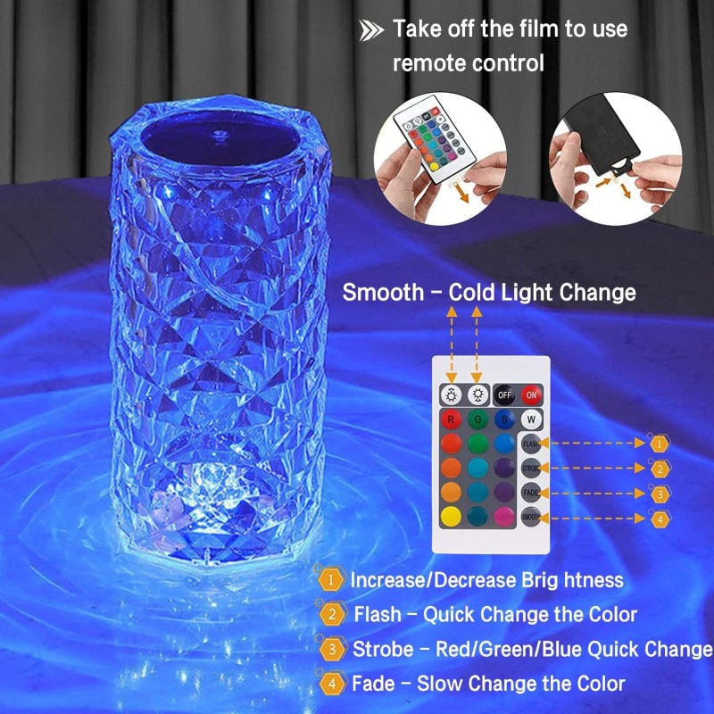 Lampada da Tavolo Touch RGB Multicolore Cristallo