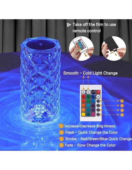 Lampada da Tavolo Touch RGB Multicolore Cristallo