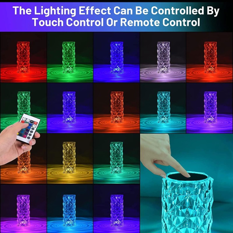 Lampada da Tavolo Touch RGB Multicolore Cristallo