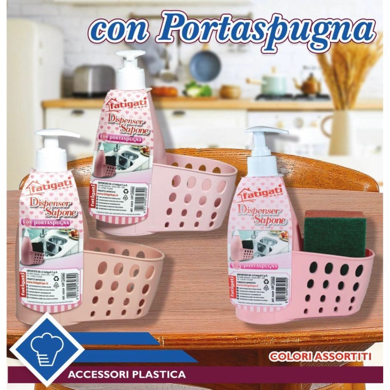 Dispenser sapone con portaspugna