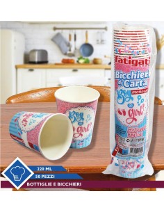 50 pezzi bicchieri 220ml baby shower boy o girl plastica 2