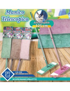 Scopa microfibra con asta allungabile 125cm vari colori 2