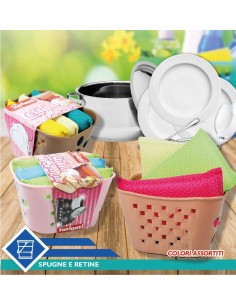 Cestino 3 spugne colorate piatti, pentole, padelle,... 2