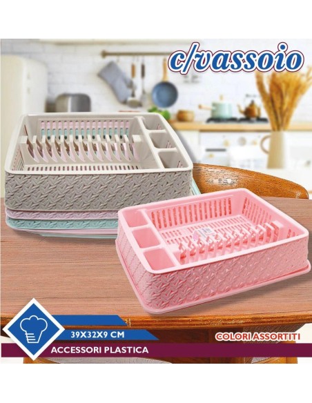 Vassoio scolapiatti 39x32x9cm vari colori