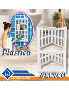 Mensola angolare bagno due piani Bianco