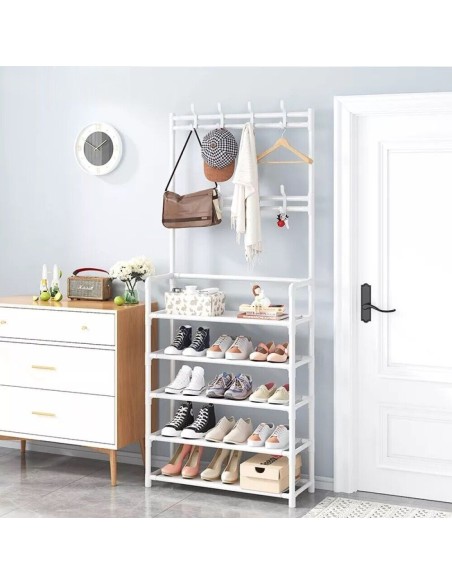 Attaccapanni Appendiabiti Scarpiera Da Ingresso 5 ripiani bianco nero