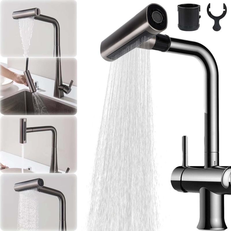 Rubinetto da cucina a cascata 4 in 1, girevole...