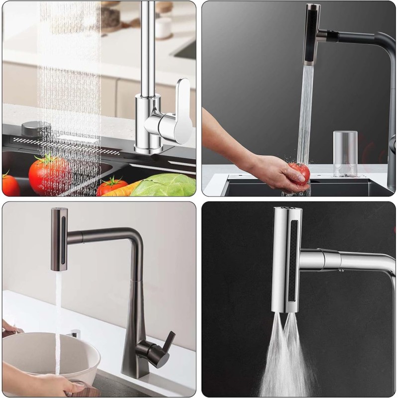 Rubinetto da cucina a cascata 4 in 1, girevole...