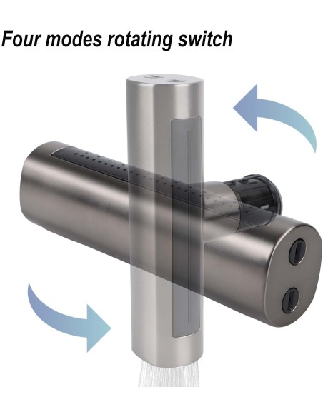 Rubinetto da cucina a cascata 4 in 1, girevole a 360°, girevole a cascata, 4 funzioni