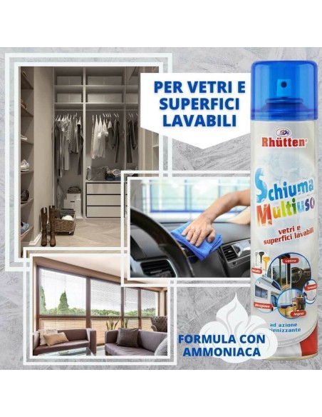 Rhutten Schiuma Multiuso Vetri e Superfici Lavabili Sgrassatore Igienizzante