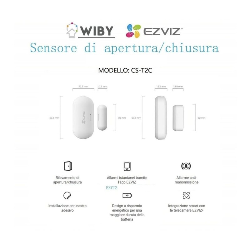 EZVIZ T2C Sensore di apertura e chiusura...