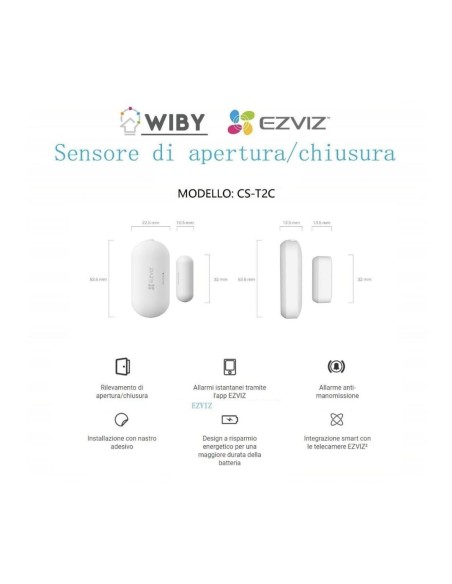 EZVIZ T2C Sensore di apertura e chiusura porte/finestre wireless