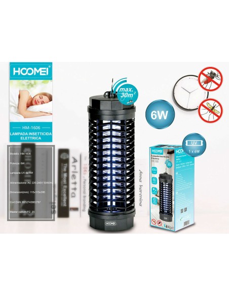 Lampada Elettrica Insetticida UV Anti Mosche Zanzare e Insetti 6W 30M2 HM-1606