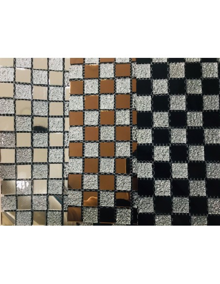 10pz. Pannello Adesivo mosaico brillantinato in vero vetro 30x30 vari colori