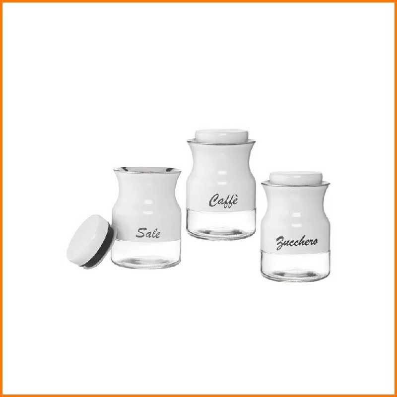 Tris barattoli sale/zucchero/caffè bianco 500ML
