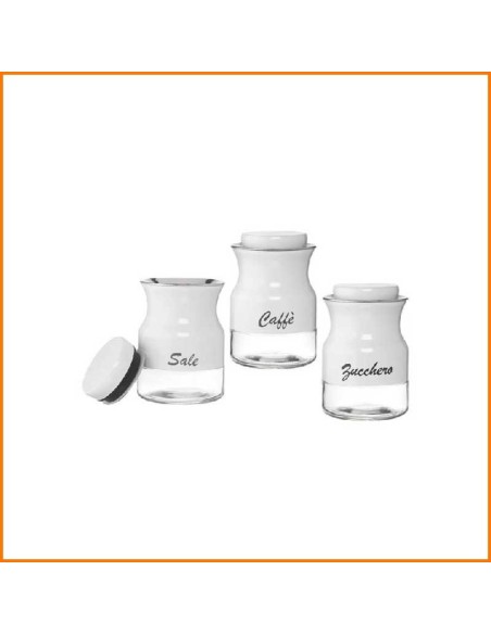 Tris barattoli sale/zucchero/caffè bianco 500ML