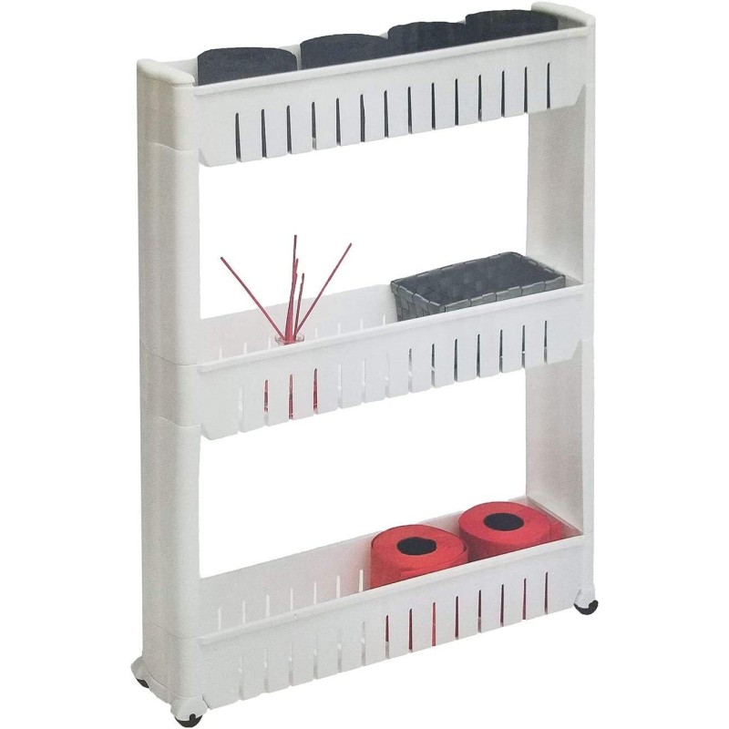 Mobile carrello in plastica bianco 3 piani con...