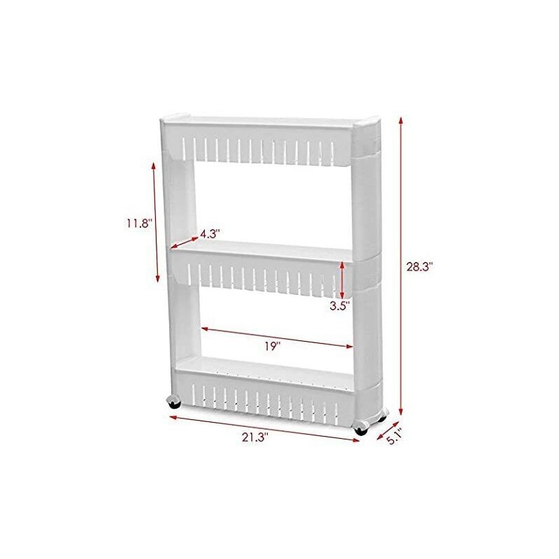 Mobile carrello in plastica bianco 3 piani con...