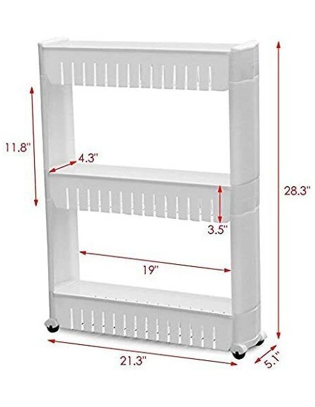 Mobile carrello in plastica bianco 3 piani con ruote