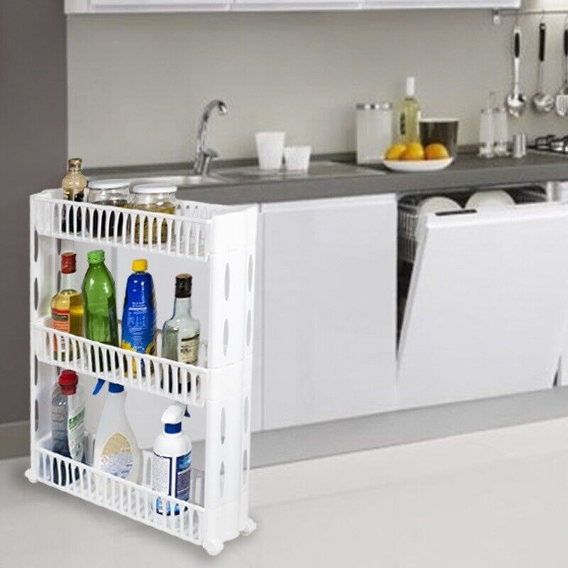 Mobile carrello in plastica bianco 3 piani con...