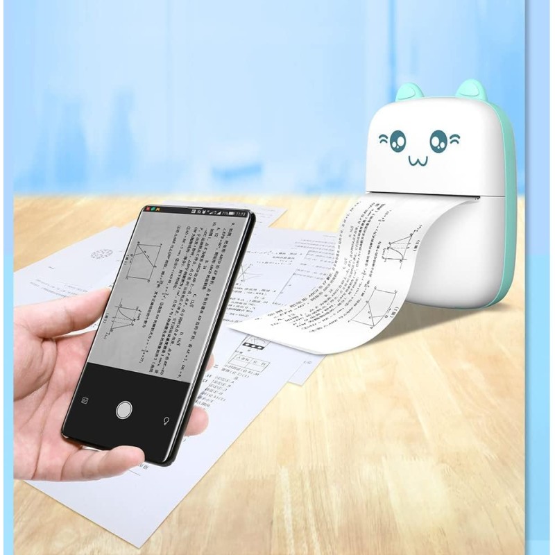 Stampante blu fotografica wireless Bluetooth portatile compatibile con Android o iOS con  rotolo di carta termica