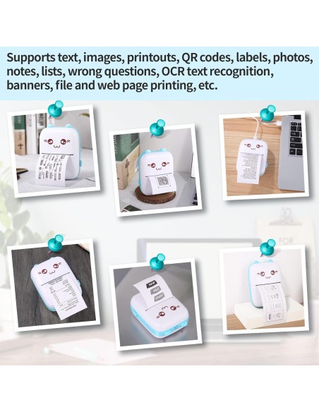 Stampante blu fotografica wireless Bluetooth portatile compatibile con Android o iOS con  rotolo di carta termica