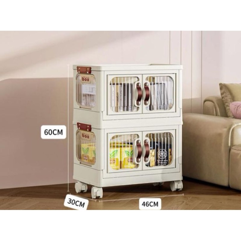 Mobile in plastica pieghevole da 2 piani con ruote