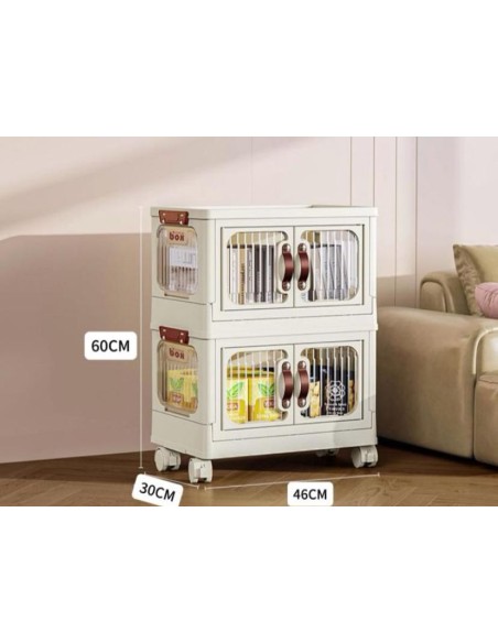 Mobile in plastica pieghevole da 2 piani con ruote