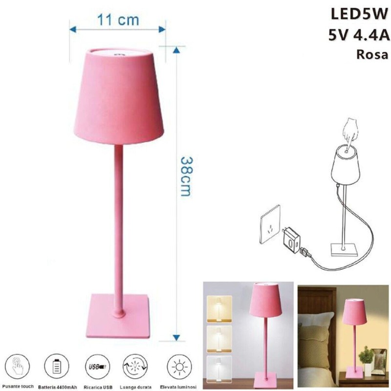 Lampada da Tavolo LED touch Rosa usb dimmerabile