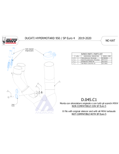 Tubo elimina KAT D.045.C1 Hypermotard 950 SP RVE 2019 2020 2