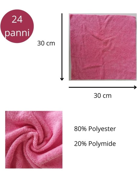 24 Panni Microfibra Auto Moto Casa Strofinacci Multiuso 30x30 cm