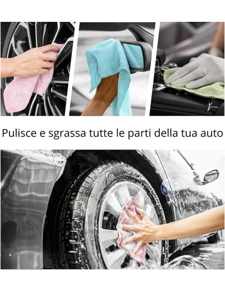 24 Panni Microfibra Auto Moto Casa Strofinacci Multiuso 30x30 cm