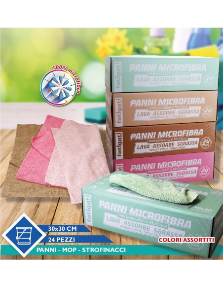 24 Panni Microfibra Auto Moto Casa Strofinacci Multiuso 30x30 cm