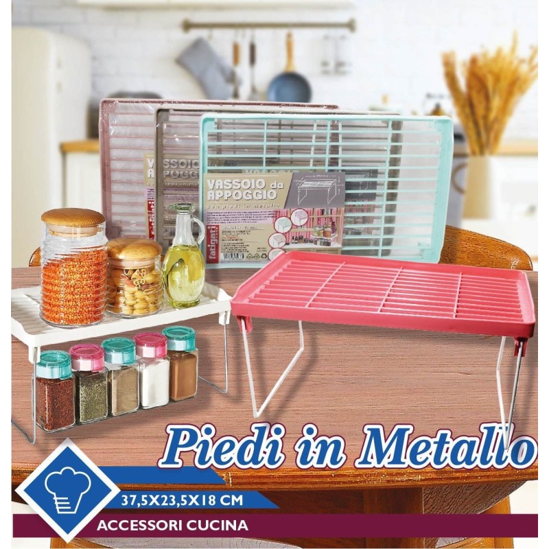 Vassoio da appoggio con piedi in metallo vari...