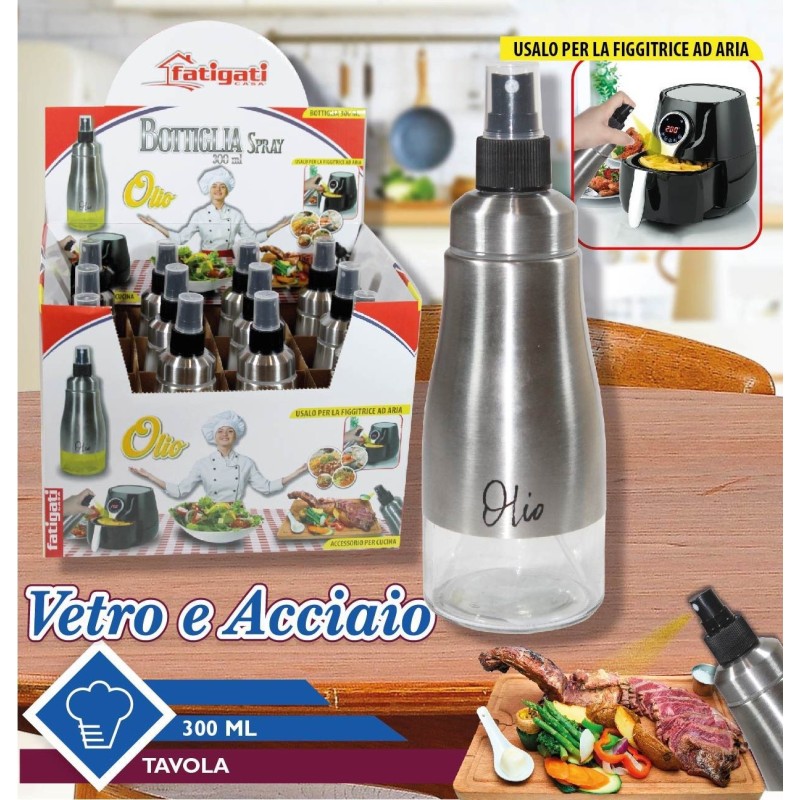 Bottiglia Olio Spray Vetro/Acciaio 300ml