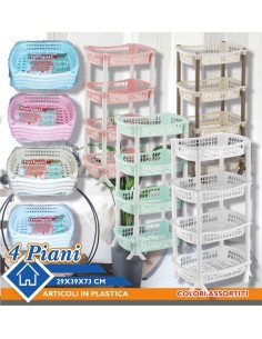 Mensole portatutto in Plastica 4 piani, vari colori
