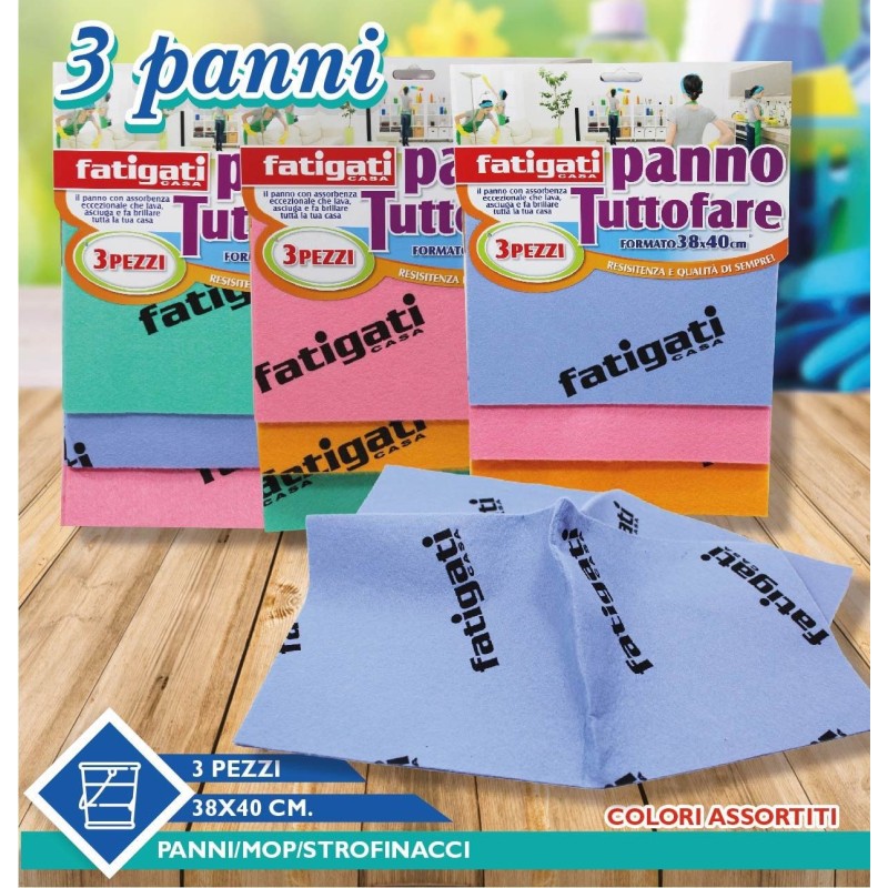 3 pezzi Panni strofinacci tuttofare 38x40cm...