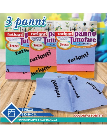 3 pezzi Panni strofinacci tuttofare 38x40cm lava, asciuga