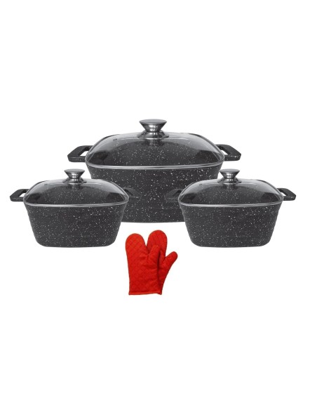 Pentola casseruola set pentola 6 pezzi quadrati con guanti Cheffinger