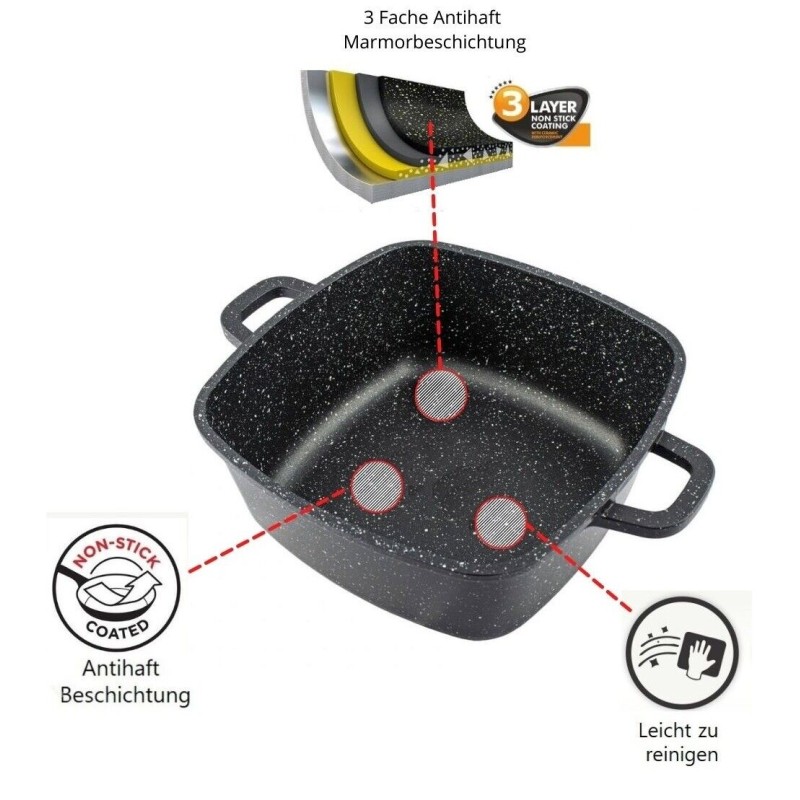 Pentola casseruola set pentola 6 pezzi quadrati...