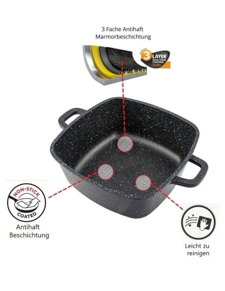 Pentola casseruola set pentola 6 pezzi quadrati con guanti Cheffinger