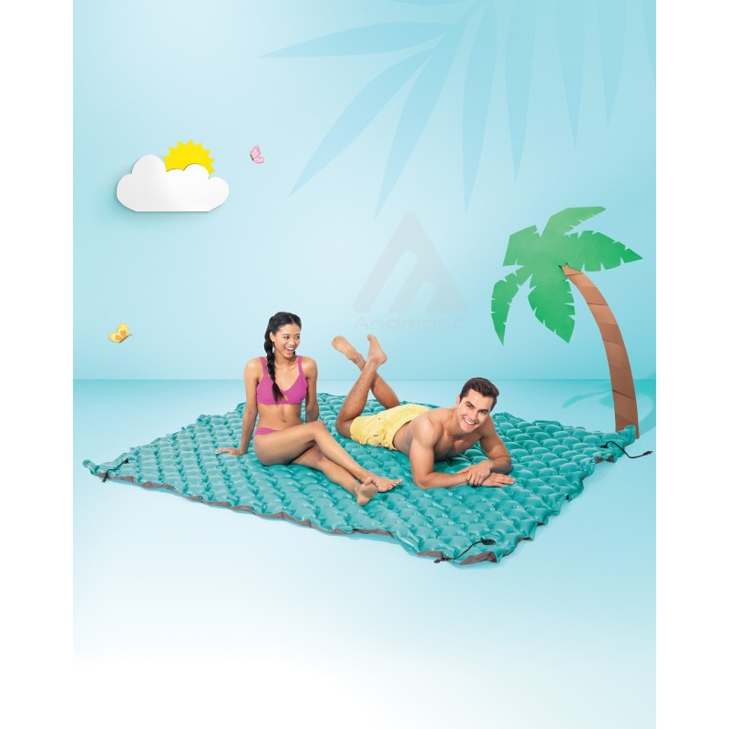 Intex Materassino Piatto con Cuscinetti, Blu...